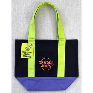 TRADER JOE’S MINI CANVAS HALLOWEEN TRICK OR‎ TREAT TOTE BAG- MULTI COLOR NEON